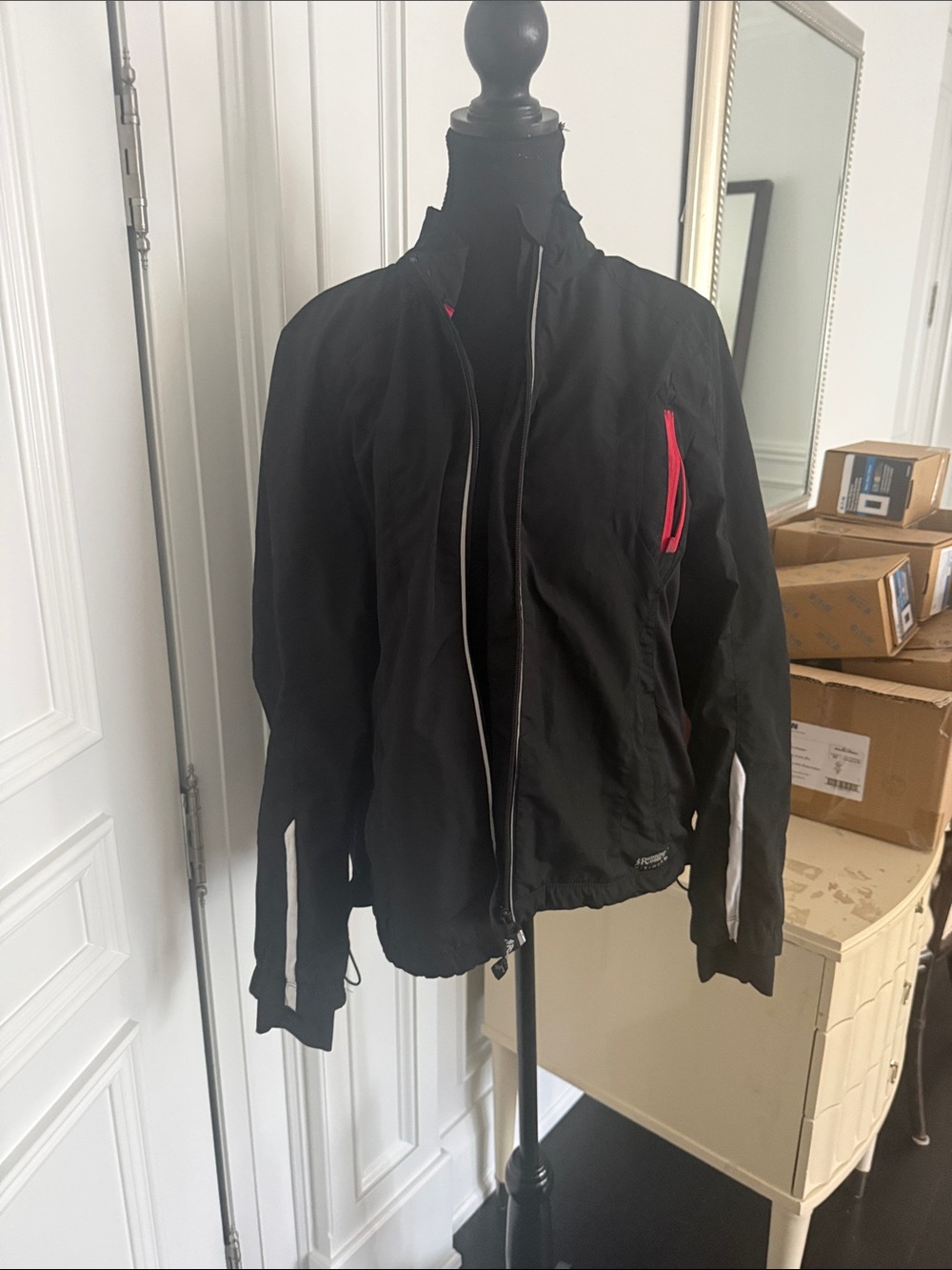 Men's Black Performance Jacket with Red Accent